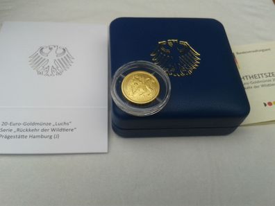 Original 20 euro 2025 Luchs J Hamburg 3,89g Gold 9999er 1/8 Unze Gold