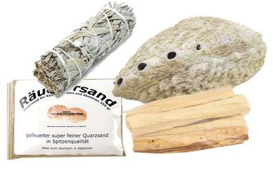 Räucherset - Abalone, Sand, weisser Salbei und Palo Santo Sticks