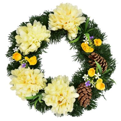 Herbstkranz mit gelben Chrysanthemen Ø30 cm
