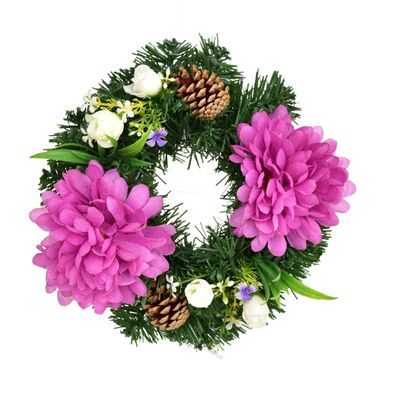 Herbstkranz mit lila Chrysanthemen Ø20 cm