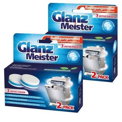 GlanzMeister Geschirrspüler Reinigungstabletten - 2 x 2 Stück