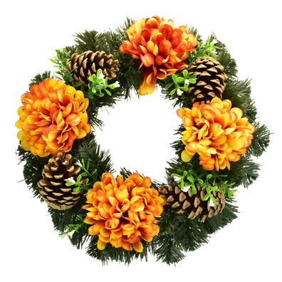 Herbstkranz mit orangefarbenen Chrysanthemen Ø30 cm