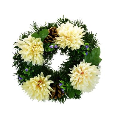 Seelenkranz mit cremefarbenen Chrysanthemen Ø20 cm