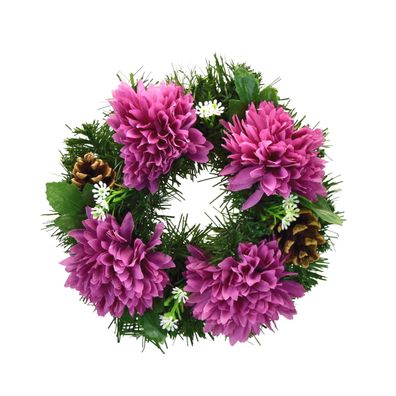 Girlande mit lila Chrysanthemen Ø20 cm