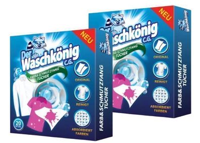 Waschkonig Farben- und Schmutzfang-Tücher, 40 Stück, Doppelpack