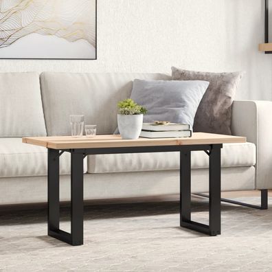 vidaXL Couchtisch O-Gestell 100x50x45,5 cm Massivholz Kiefer Stahl