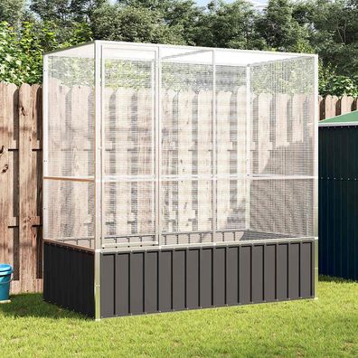 vidaXL Voliere Silbern 210,5x107x212 cm Stahl