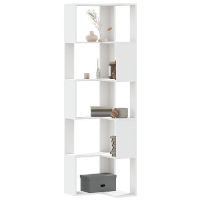 vidaXL Eck-Bücherregal 5 Böden Weiß 50x50x179 cm Holzwerkstoff