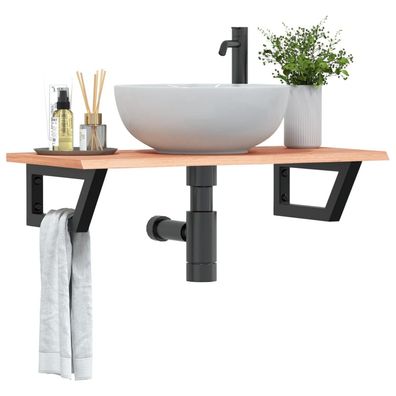 vidaXL Waschtischplatte mit Halterung Stahl und Massivholz Eiche