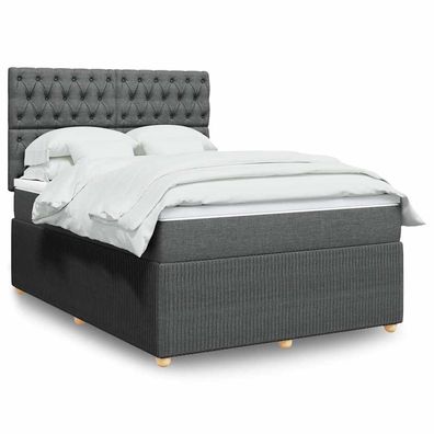 vidaXL Boxspringbett mit Matratze Dunkelgrau 160x200 cm Stoff