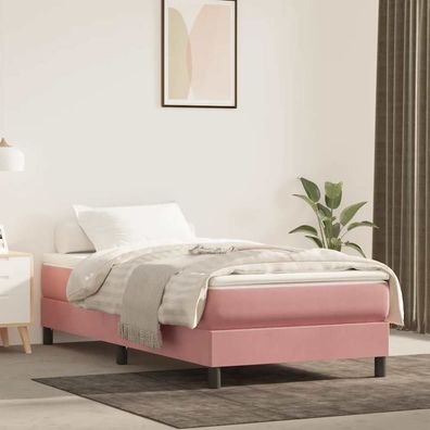 vidaXL Taschenfederkernmatratze Mittel Rosa 90x210x20 cm Samt