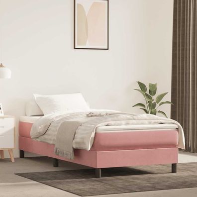 vidaXL Taschenfederkernmatratze Mittel Rosa 90x220x20 cm Samt