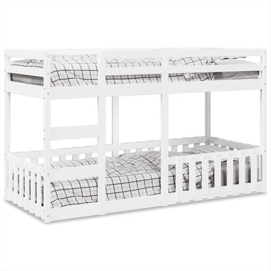 vidaXL Etagenbett Weiß 90x200 cm Massivholz Kiefer