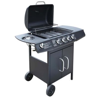 vidaXL Gasgrill 4 + 1 Brenner Schwarz