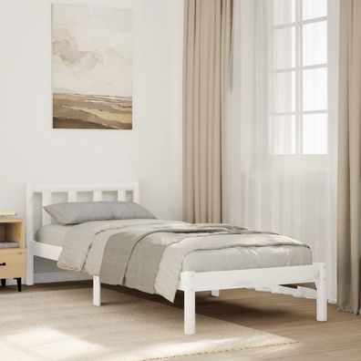 vidaXL Massivholzbett Extra Lang ohne Matratze Weiß 90x220 Kiefernholz