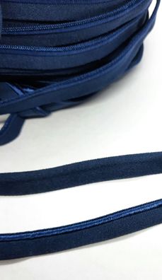 1m X 10mm Paspelband Biesenband elastisch soft matt mit 3mm Satinbiese Fb. Dunkelblau