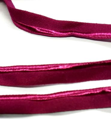 1m X 10mm Paspelband Biesenband elastisch soft matt mit 3mm Satinbiese Fb. Bordeaux
