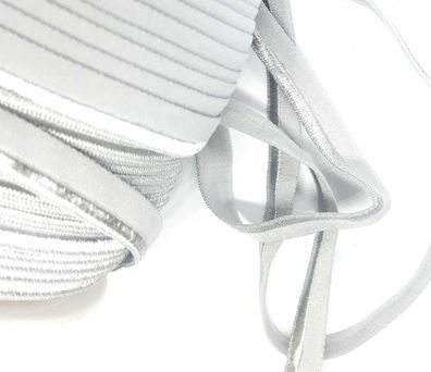 1m X 10mm Paspelband Biesenband elastisch soft matt mit 3mm Satinbiese Fb. Grau