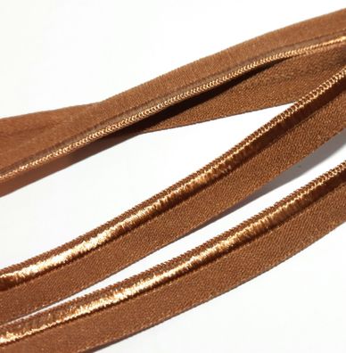 1m X 10mm Paspelband Biesenband elastisch soft matt mit 3mm Satinbiese Fb. Capuccino