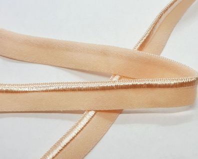 1m X 10mm Paspelband Biesenband elastisch soft matt mit 3mm Satinbiese Fb. Beige
