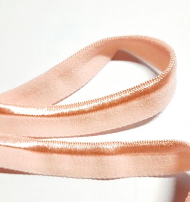 1m X 10mm Paspelband Biesenband elastisch soft matt mit 3mm Satinbiese Fb. Pfirsich