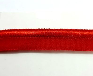 1m X 10mm Paspelband Biesenband elastisch soft matt mit 3mm Satinbiese Fb. Rot
