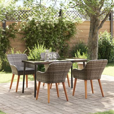 vidaXL 5-teilige Garten Essgruppe Grau Poly Rattan