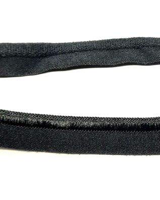 1m X 10mm Paspelband Biesenband elastisch soft matt mit 3mm Satinbiese Fb. Schwarz