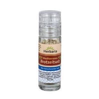 Herbaria 3x Mediterranes Brotzeitsalz bio Mini-Mühle 15g