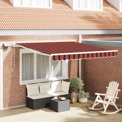 vidaXL manuelle einziehbare Markise mit LED Orange und Braun 300x250 cm