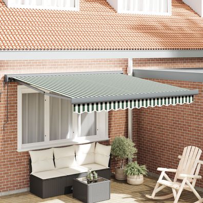 vidaXL Automatische einziehbare Markise Grün und Weiß 300x250 cm, vidaXL