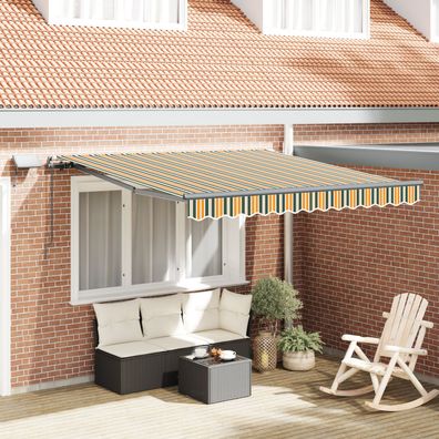 vidaXL Manuelle einziehbare Markise mit LED in Grün und Gelb, 300 x 250 cm, vidaXL