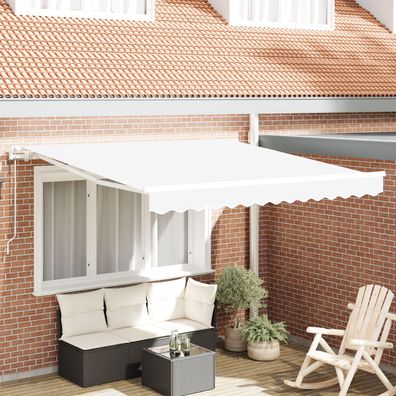 vidaXL Automatische einziehbare Markise Weiß 350x250 cm, vidaXL Markisenersatzgewebe