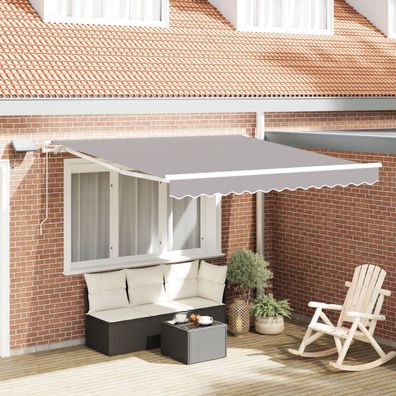 vidaXL Manuelle einziehbare Markise mit LED Licht Hellgrau 350x250 cm, vidaXL