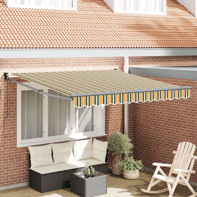 vidaXL manuelle einziehbare Markise grün und gelb 350x250 cm, vidaXL