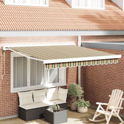 vidaXL Automatische einziehbare Markise Grün und Gelb 350x250 cm, vidaXL