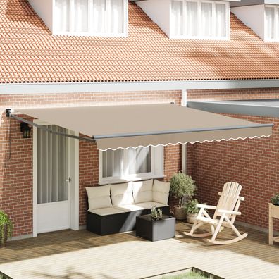 vidaXL Manuelle Einziehbare Markise Beige 400x300 cm, vidaXL Markiseneinsatzstoff für