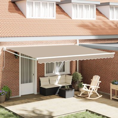vidaXL manuelle einziehbare Markise Beige 450x300 cm, vidaXL Markisenersatzstoff für
