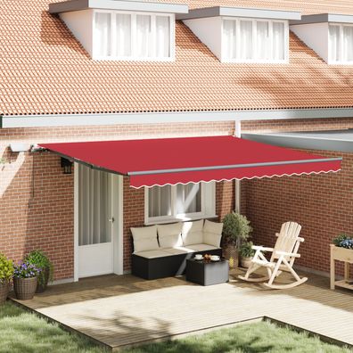 vidaXL Manuelle Einziehmarkise mit LED Rot 450x300 cm, vidaXL Markisenersatzstoff für