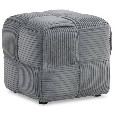 Sitzhocker Pouf Grau Cord Poufhocker Sitzpouf Polsterhocker Sitzwürfel Schminkhock