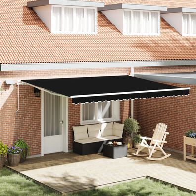 vidaXL Manuelle einziehbare Markise mit LED in Schwarz 450x350 cm, vidaXL