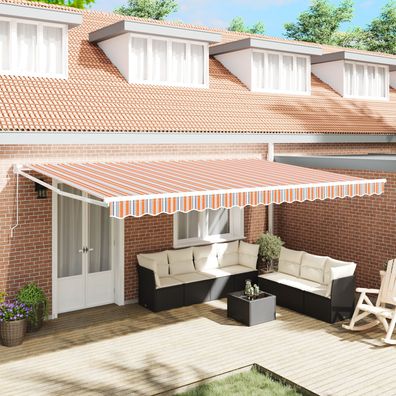 vidaXL manuelle einziehbare Markise mit mehrfarbigem Streifen 500x300 cm