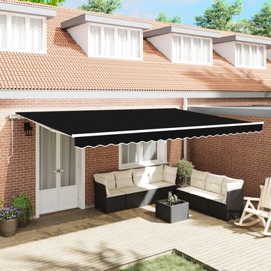 vidaXL automatische einziehbare Markise schwarz 500x300 cm, vidaXL Markisenstoff für