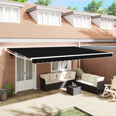 vidaXL manuelle ausziehbare Markise Schwarz 500x300 cm, vidaXL Markisen-Ersatzstoff