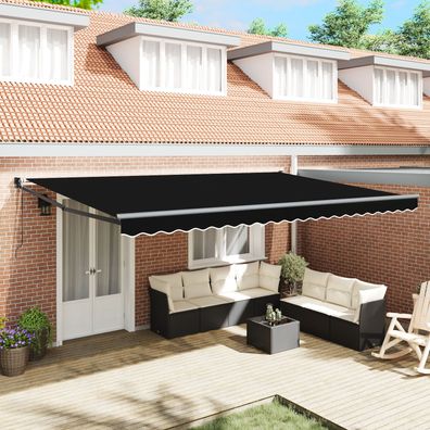 vidaXL Automatische einziehbare Markise Schwarz 500x300 cm, vidaXL
