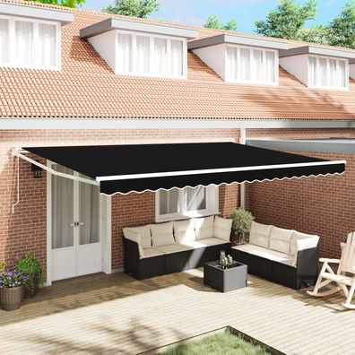 vidaXL Automatische Einziehmarkise Schwarz 500x300 cm, vidaXL Markisenersatzstoff für