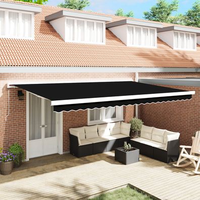 vidaXL Manuelle einziehbare Markise Schwarz 500x300 cm, vidaXL Markisen-Ersatzstoff