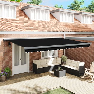 vidaXL manuelle einziehbare Markise Schwarz 500x300 cm, vidaXL Markisen-Ersatzstoff