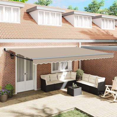 vidaXL Automatische Einziehbare Markise Beige 500x300 cm, vidaXL Markisenstoff für