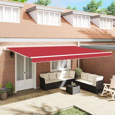 vidaXL Manuelle Einziehbare Markise Rot 500x300 cm, vidaXL Markisenersatzstoff für